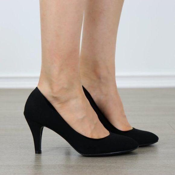 Closed Toe Low Mid Heel Dress Velvet Pump - Picture 15 of 16